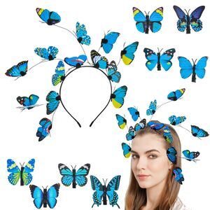 6814 Butterfly Headband Headpiece, Fascinator Hats With 8 Clips